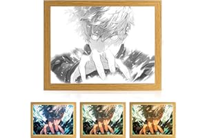 Bocguy Japanese Anime Juju Inspired Illuminated Painting, LED Wall Art Decor, Jujutsu Kaisen Manga, LED Desktop Frame for Home Decoration, Creative Bedroom and Gift (B)