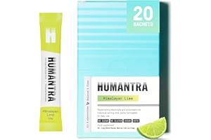 Humantra Electrolytes Powder - Himalayan Lime Flavor, 20ct - Powdered Hydration Sachets - Plant-Based Electrolyte Powder with