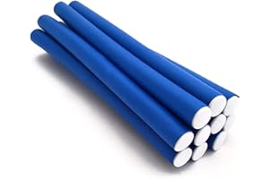 LA ROSA NIKO Lot de 10 tiges flexibles courtes de 14 mm – Rouleaux flexibles en mousse – Bigoudis légers flexibles pour boucles et vagues – Outil de coiffure pour salon de coiffure – Couleur blue(14 mm)