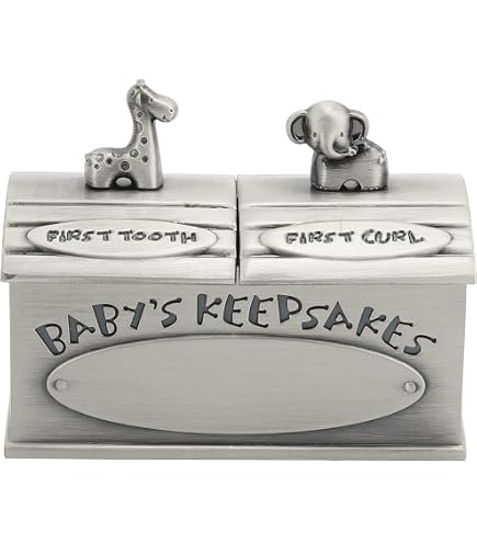 Set Of 3 Keepsake Boxes – For First Tooth, First Curl & Precious Things, Baby Shower Or Christening Gift, White With Silver Bunny Design