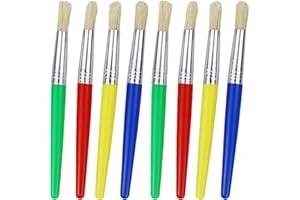 SZCXDKJ 8 pennelli per bambini, pennelli colorati per pittura per bambini, punta piatta con manico in plastica e setole per acquerello, olio, vernici acriliche