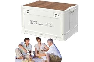 GUPCAQOSJW Campingbox Camping Aufbewahrungsbehälter, 33L/60L Picknickkorb Faltbar Plastik Aufbewahrungsbehälter Mit Deckel, Stapelbare Lagerkisten Auflagenbox Als Tischplatte Für Outdoor Camping Auto Kofferraum