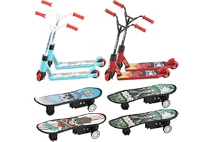 Jughigh 8 Pack Mini Finger Skateboards Deck Truck Finger Board Skate Two Wheel Scooter Sports Finger Training Children's Educational Toys Christmas Tiny Gifts for Kids Boys Party Favours Bag Fillers
