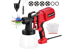 Aytop Pistola de Pintura, Pulverizador de Pintura Eléctrico con 4 Boquillas 3 Patrones 400W Pistola de Pulverización con Válvula Ajustable Contenedor Desmontable de 800 ml para Gabinetes Paredes