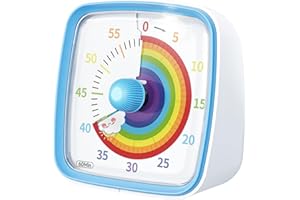 Xinbeiya Minuteur Visuel avec Veilleuse, Minuteur à Rebours de 60 Minutes pour Enfants et Adultes, Minuteur Enfant avec Motif Arc-en-Ciel （Bleu）
