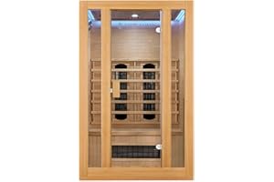 Artsauna Infrarotkabine Nyborg S120K Keramikstrahler & Hemlockholz, 2 Personen, 120 x 105 x 190 cm, LED Farblicht & Glastür, Infrarotsauna Sauna