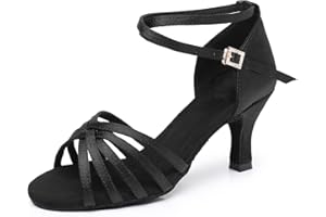 Rosefinch Chaussures de Danse de Salon Latine Femme Fille Jazz Salsa y Strass Talon Haut Salle de Bal Salsa Tango Chacha Performance Professionnelle Pratique