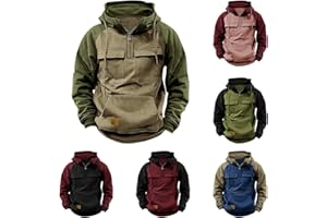 ZWDC Taktisches Sweatshirt Für Herren Viertelreißverschluss Cargo-Pullover Kapuzenpullover Sport Laufen Outdoor Winterjacke Kapuzenpullover Langärmeliges Kapuzenoberteil