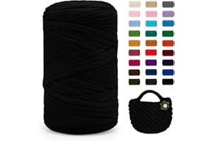 Uiopa Fettuccia per Borse a Uncinetto, 400g/120m Filato di Poliestere per Uncinetto, Filo Uncinetto Grosso per Borse/Cestini/Tappeti All'Uncinetto, Fai da Te, Decorazioni, Artigianato