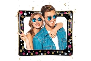 QUOHE Aufblasbarer Fotorahmen Selfie Bilderrahmen, Selfie Rahmen Aufblasbare Photo Booth Requisiten, Groß Schwarz Foto Booth Frame für Geburtstag Hochzeit Weihnachten Party Deko Fotoautomat Zubehör 65x78cm