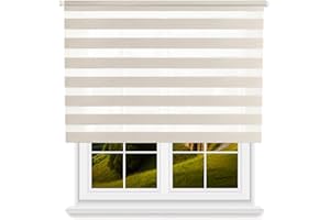 WELL HOME MOBILIARIO & DECORACIÓN Estor Enrollable Día/Noche - Color Efecto Lino, 130 x 175cm (Ancho x Largo)/Tamaño de la Tela 127 x 170cm