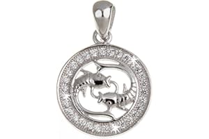 SILBERKETTEN-STORE SILBERKETTEN STORE DEIN SCHMUCK ONLINE SHOP Ciondolo con segno zodiacale Pesci, argento 925 con zirconi, Argento sterling, Zirconia cubica