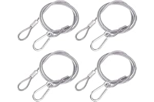 WECAN 4Pack Elingue Securite Cable de Securite Acier Eclairage de Scene, 85cm Steel Safety Cable Chain Rope Light Hooks, élingue de Sécurité Corde Securite Acier Crochet Lumiere dj Clamps for Truss Bracket