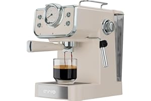 EVVO Intensa Retro Beige Macchina da caffè Espresso, Acciaio Inossidabile 18/8