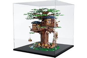 Nynelly Vetrina per Collezione, Vetrina Acrilico per Personaggio, Assembler Scatola Acrilico Trasparente Organizzatore Vitrina Antipolvere con Base,17,7" x17,7 x17,5, Nero