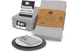 ‎MON BIJOU mon bijou® Stoffservietten grau 6er Set – GOTS Bio-Baumwolle – Waschbare Stoffservietten 45x45 cm hellgrau – Edle Baumwollservietten für Ostern, Hochzeit, Taufe & Weihnachten – Geschenkidee