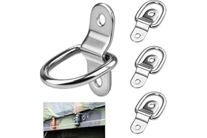ddckj 4 Pcs D Ring Tie Down Anchor 1/4 Inch Heavy Duty Lashing Rings Stainless Steel for Loads on Case SUV Trailers Truck Camper Motorhome Warehouse Boats Cargo Securing