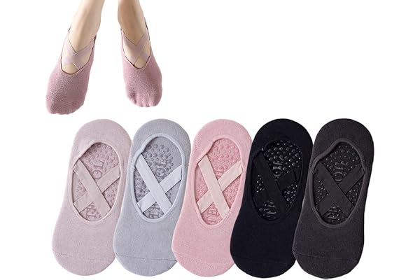 CHUANFU Pilates strumpor långa för kvinnor, yogastrumpor, stoppstrumpor halkfria sneakers yogastrumpor, en storlek som andas, halkfria strumpor, slouch lång för yoga, barre, pilates, dans, Flerfärgad