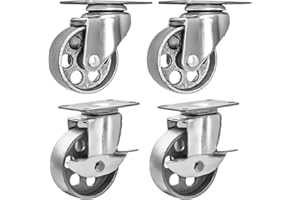 ONLINE BEST SERVICE OBS 4 PCS 75 mm up to 520 KG All Steel Lock Heavy Duty High-Gauge Metal Castor Wheels, Caster With Brake for DIY, Furniture Trolley Wheels with Double Bearings Swivel Castor