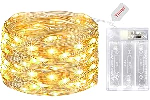 litogo Guirlande Led à Pile, 5M 50LED Petite Guirlande Lumineuse Pile, Guirlandes Lumineuses d'Intérieur Decoration pour Chambre Noël Mariage Soirée Maison Jardin, Blanc Chaud