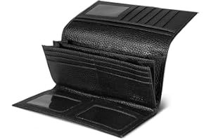 Otto Angelino Portafoglio in vera pelle con cerniera e slot compatibili con telefono, blocco RFID, unisex