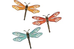 Songjum 3 Piezas Libélula de Metal Libélula Decoración Pared con Patrón Calado Arte de Pared de Metal para Hogar Dormitorio Sala Oficina Jardín Patio