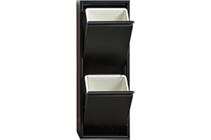 VEEHAUS Küche Mülleimer Für Den Vielseitigen Einsatz Mit Klappen Aus Edelstahl Stilvoller Abfalleimer Für Eine Effiziente Und Praktische Aufbewahrung Schwarz (2 x 15 LT - 30 LT)