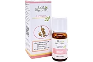 Gisa Wellness - LITSEA Olio Essenziale Bio 10ml - Aromaterapia Concentrazione Umore - 100% Puro Naturale Alimentare - Made in Italy