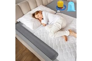 Neulriscn Inflatable Bed Guard, Inflatable Bed Bumper Rails for Toddlers, Portable Travel Beds Barrier Safety for Kids Babies Fits Single Twin Queen King Full Size Beds, Non-Slip Pad, with Air Pump