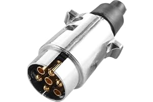 AGRISHOP Prise remorque 7 Broches Mâle Metal Fiche Remorque 7 Broches 12V Prise Attelage 7 Broches Metal Aluminium Connecteur Remorque 7 Broches