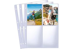 Bamyli A4 Punched Pocket, 30 Pack 120 Pockets Photo Sleeves for 2/3/4 Ring Binders, Transparent Single Sided A4 Photo Page Protector 31x23CM