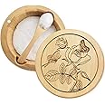 ThougrLyh Bamboo Salt Cellar Box Container Bowl with Lid and Spoon Kitchen Spice Cellars Salt Holder Saver Jar with Swivel Magnetic Lid to Storage Pepper Seasonings