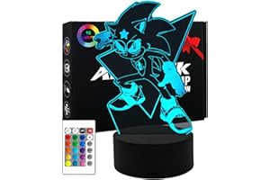 AIRUEEK Sonic Hedgehog Toy 3D Night Light - 16 Colour Variations LED Illusion Lamp Bedroom Decor Lighting/Sonic Toys Christmas Gifts for Children Men Women