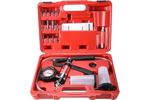 FreeTec 21PC Probador de Bomba de Vacío de Mano, Kit de Purga de Frenos con Medidor de Vacío, Adaptador y Estuche, para Vehículos Automotrices, Camiones y Motocicletas