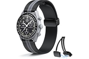 STANCHEV Correas para reloj Moonswatch, correa de silicona suave de 20 mm compatible con reloj Omega x Swatch MoonSwatch Speedmaster, hebilla magnética de liberación rápida, correa de repuesto impermeable para