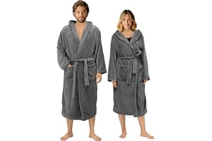 HOMELEVEL Flanelowy szlafrok kąpielowy w dużych rozmiarach, uniseks, dla kobiet i mężczyzn, szlafrok do sauny, szlafrok podróżny, przytulny, miękki, do sauny, szlafrok poranny