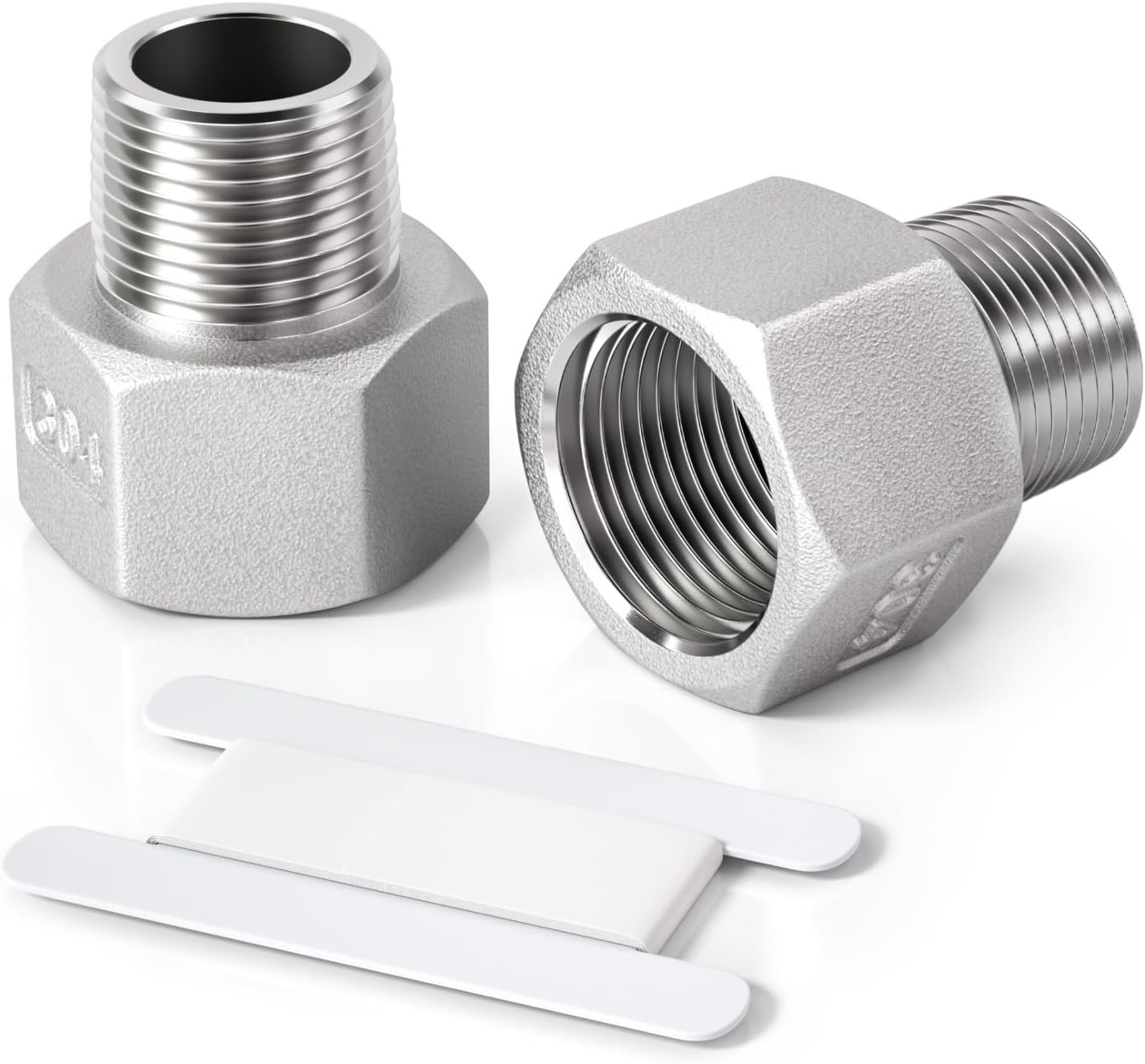 Bwintech 2 Piezas 1/4" Macho a 3/8" Hembra BSP Rosca Acero Inoxidable 304 Conector Reductor Hexagonal para Conversión de Conexión de Tuberías