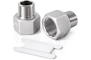 Bwintech 2 Piezas 1/4" Macho a 1/2" Hembra BSP Rosca Acero Inoxidable 304 Conector Reductor Hexagonal para Conversión de Conexión de Tuberías - 1