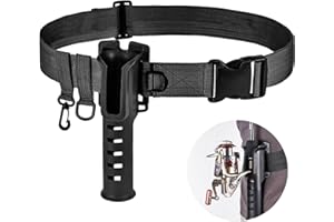 MplehDa Pesca cintura titular de la caña,Cinturón de combate de pesca,Multifunción Negro Soporte de caña de pescar