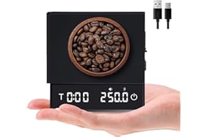 LYtech Báscula de Café Báscula de Espresso Báscula Digital de Café con Temporizador, Recargable, Alta Precisión 0.1g/2KG, Pantalla LED y Función Tara, para Pour-Over, Espresso y French Press