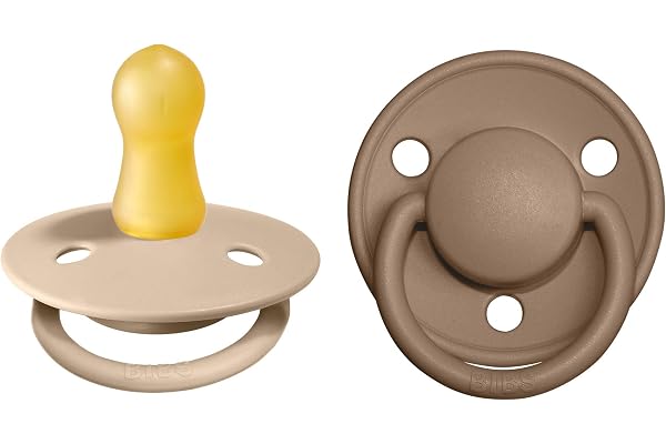 Tétine BIBS De Lux, lot de 2, caoutchouc naturel, tétine danoise en forme de cerise. Sans BPA. (Vanilla/Dark Oak, taille 1 (0-6 mois))