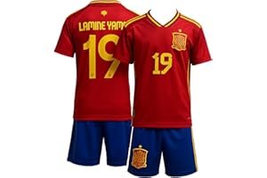IHIMI Lamine Yamal No 19 Maillot de l'équipe nationale d'Espagne, pour enfants et shorts, design spécial, édition limitée, maillot de football, maillot d'entraînement pour enfants, avec courts fans de