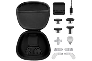 GOPIIPHON Complete Component Pack For Xbox Elite Series 2 Elite Series 2 Controller Accessories With Carry Case, 4 Thumbsticks, 4 Paddles, 1 Data Cable, Charging Dock and 1 Adjustment Tool(Silver)