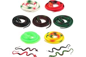 DOITEM 11 x Gummischlangen (4 x 40 cm Kobra, 7 x 75 cm runder Kopf), mehrfarbig, realistische künstliche Schlange für Garten, Streich, Halloween, pädagogische Requisiten