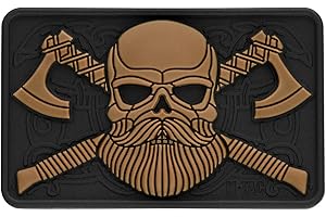 M-Tac Patch tattica per barba e teschio – Patch morale per equipaggiamento militare per abbigliamento, giacche, zaini, cappelli con gancio (nero/coyote)