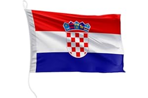 FLAGLY bandiera per barca Croazia 30 x 20 cm formato orizzontale - peso del tessuto 115g/m² - stampata, robusta con corda e occhiello, accessori per barca barca a motore