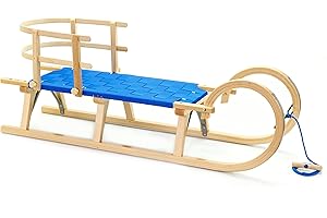 ‎HOLZFEE HolzFee Hörnerschlitten Baran S 120 BB RLS Blau Gurtsitz mit Lehne Buchenholz