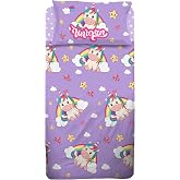 hermet Unicorn, Single Bed Sheet for Girl, Children's Bed Set, Lilac, Flat Sheet, Fitted Sheet, Pillow Case, 100% Cotton, Bed