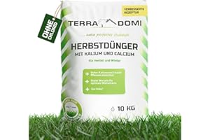 TerraDomi Rasendünger Herbst 10kg für 250m² | ohne Chlorid | Kalium Dünger für starke Wurzeln macht den Rasen winterfest | fördert Langzeitwirkung | streuwagengeeignet | Herbstdünger Rasen