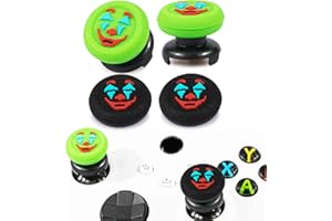 Playrealm FPS Thumbstick Grip Agarres Pulgar Extensor x 2 Y Silicona Apretón Cubrir Grip x 4 para Xbox Series X/S & Xbox One Mando (Joker Verde Negro)